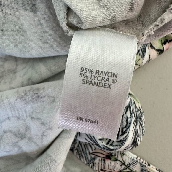 J Jill Wearever Sleeveless Dress Size M Tropical Midi Floral Knit Slit - Picture 8 of 10